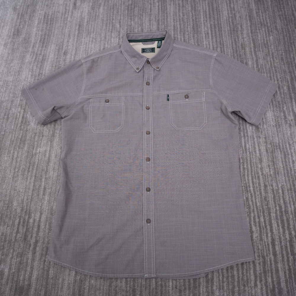 G.H. Bass Shirt Mens XXL Gray Good Short Sleeve Button Down Grid Mesh Lined
